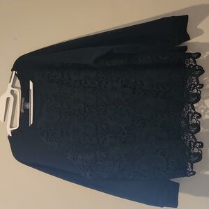 Adrianna Papell Black Lace Overlay Sweater